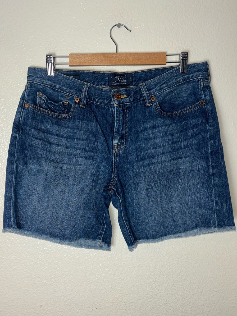 Lucky Brand Women's Laguna Shorts Midi Shorts Blue Denim Cutoffs Size 10/30